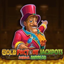 Gold Factory Jackpots Mega Moolah game by Aurum Signature Studios – logo hosted on Gambloria Casino